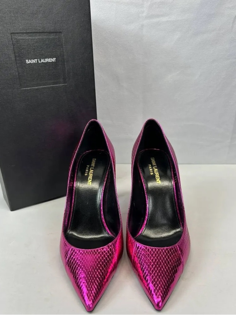 Ysl fuschia hot pink snake Zoe 105 pumps size 39/us 8